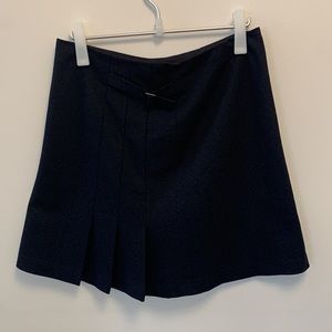 HOBBS LONDON wool mini skirt front pleat detail dark blue pattern side zip sz 8